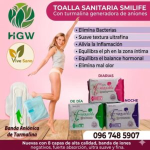 TOALLAS HIGIÉNICAS CON TURMALINA Y ANIONES