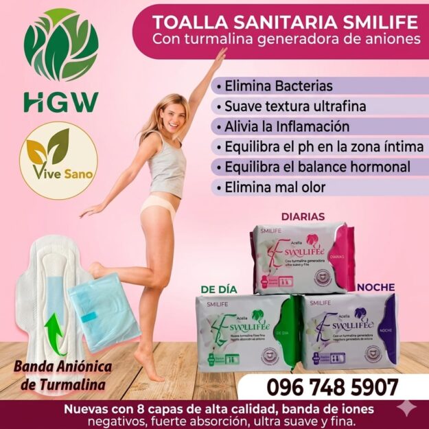 TOALLAS HIGIÉNICAS CON TURMALINA Y ANIONES